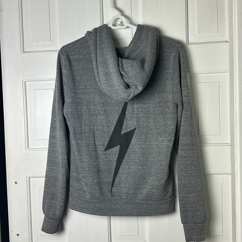 Aviator Nation  Bolt Hoodie Heather Gray Zip-Up Size Small - Picture 8 of 16
